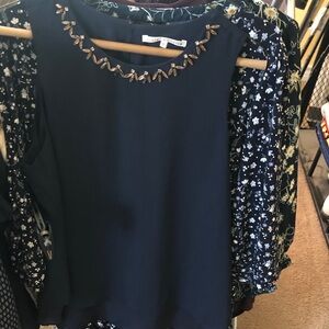 Violet & Claire Navy Top with Gold Accents